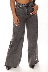 Snap So Classic Wide Leg Jeans - Black